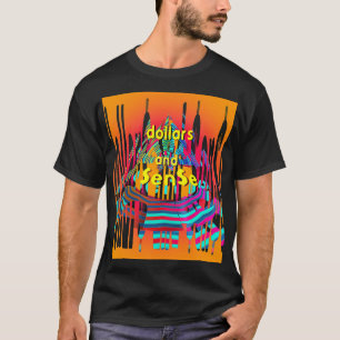Rainbow Dollar$ And $en$e Mens Fun Black T-Shirt
