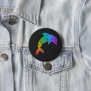 Rainbow Dolphin Button