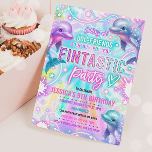 Rainbow Dolphin Under The Sea Birthday Party Invitation