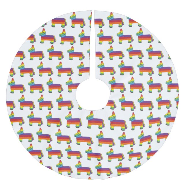Rainbow Donkey Piñata Cinco De Mayo Party Animal Brushed Polyester Tree Skirt (Front)