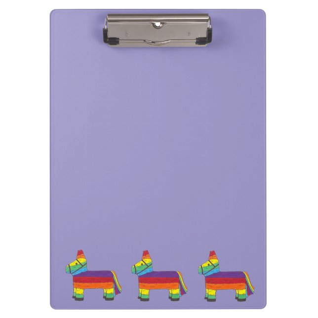 Rainbow Donkey Piñata Cinco de Mayo Pride Fiesta Clipboard (Front)