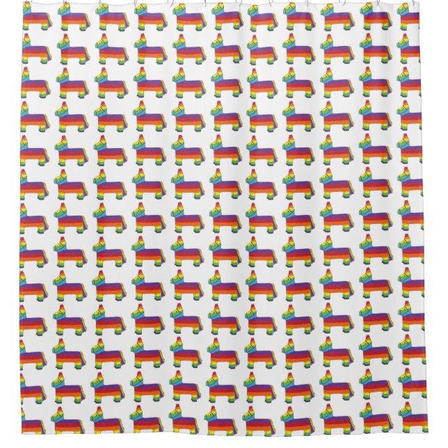 Rainbow Donkey Piñata Fiesta Birthday Party Pride Shower Curtain (Front)