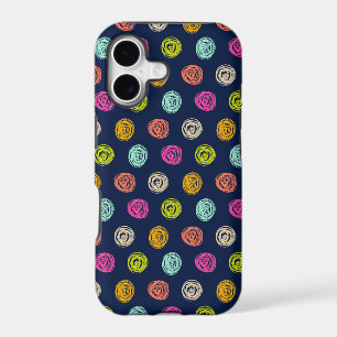 Rainbow Doodle Dot Confetti on Navy Wrapping Paper