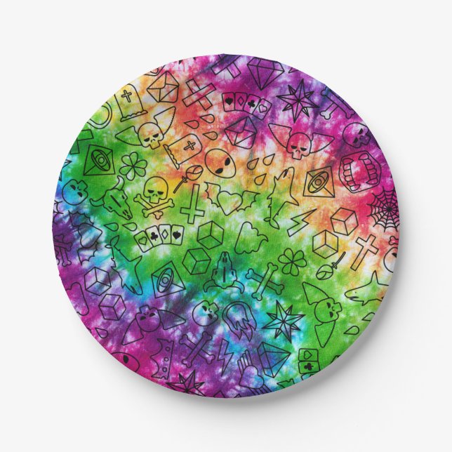 Rainbow Doodle Paper Plate (Front)