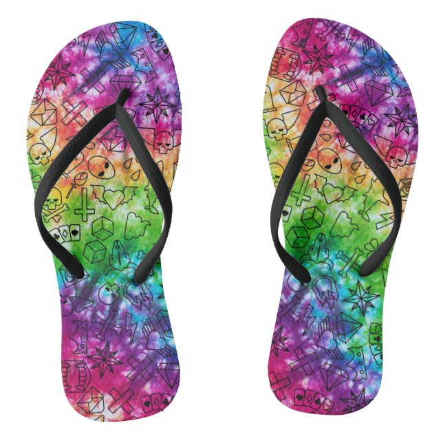 Rainbow Doodle Thongs (Footbed)