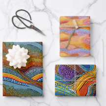 Rainbow dot art style wrapping paper