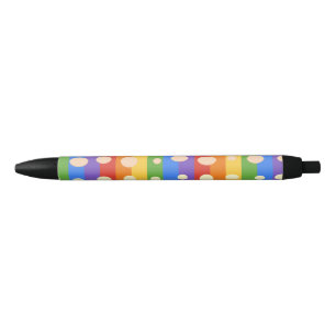 RAINBOW DOT STRIPES BLACK INK PEN