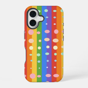 RAINBOW DOT STRIPES iPhone 16 CASE