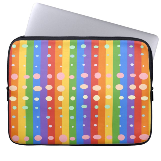 RAINBOW DOT STRIPES LAPTOP SLEEVE (Front)