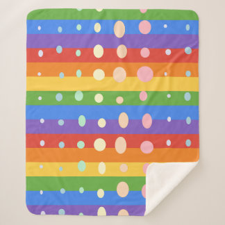 RAINBOW DOT STRIPES SHERPA BLANKET
