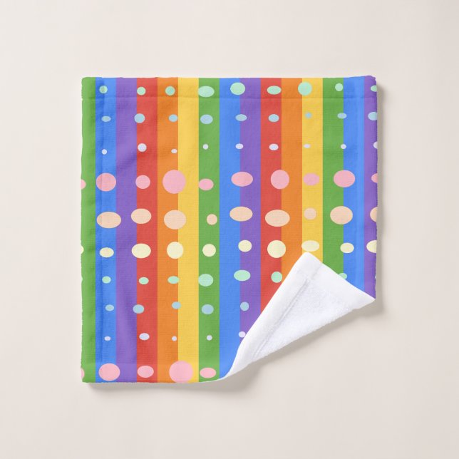 RAINBOW DOT STRIPES WASH CLOTH (Wash Cloth)