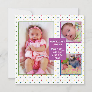 Rainbow Dots Baby Announcement