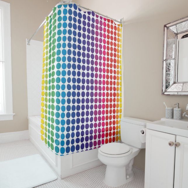 Rainbow Dots Pattern Shower Curtain (In Situ)