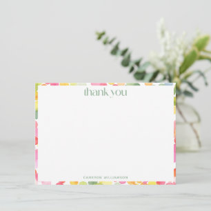 Rainbow Dots Personalized Stationery Kids Name Thank You Card