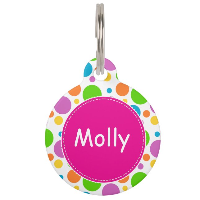 Rainbow Dots Pet Tag (Front)