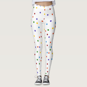 Rainbow Dots Polka Dot Confetti White Leggings