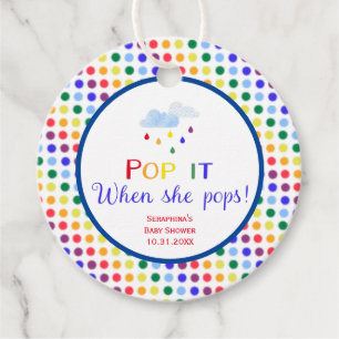 Rainbow Dots Pop It When She Pops Baby Shower Favour Tags