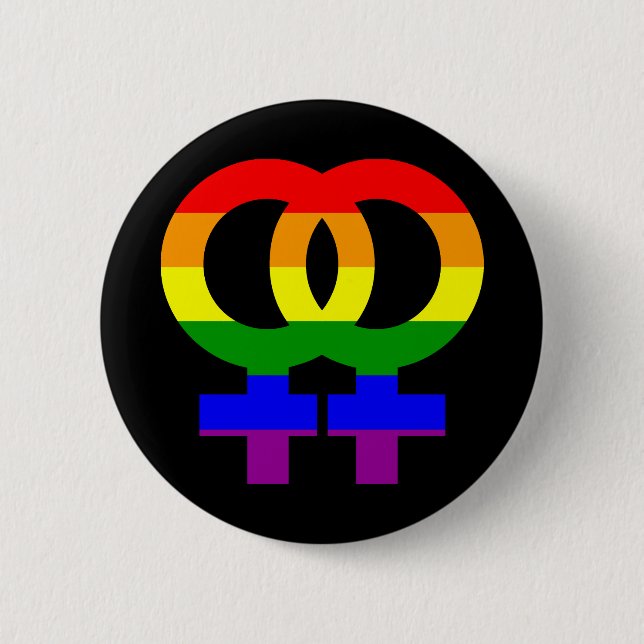 Rainbow Double Female Symbol 6 Cm Round Badge (Front)