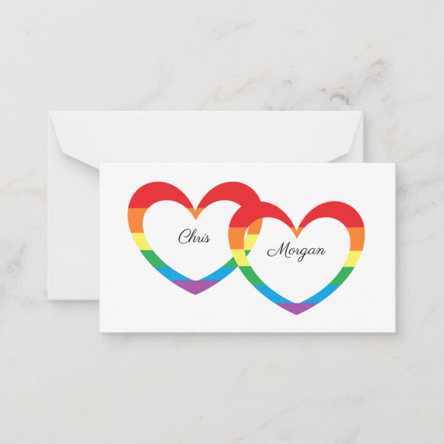 "Rainbow Double Hearts"  Card (Front)