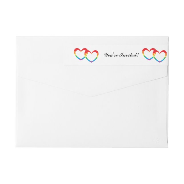 "Rainbow Double Hearts" Wrap Around Address Labels (Back)