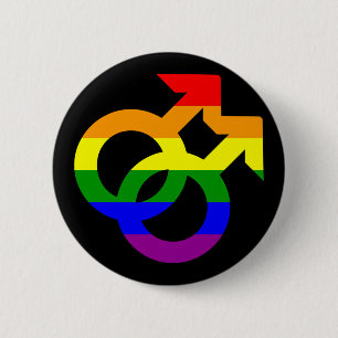Rainbow Double Male Symbol 6 Cm Round Badge
