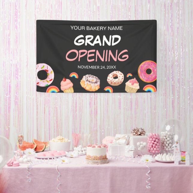 Rainbow Doughnut Bakery Grand Opening Sale Banner (Party)