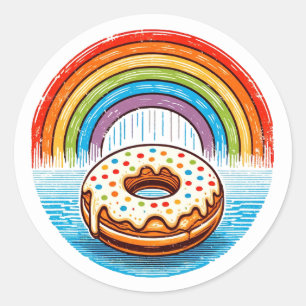 Rainbow Doughnut Classic Round Sticker