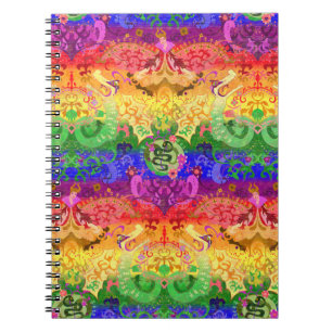 Rainbow Dragon Damask - Gay Pride Flag Colours Notebook