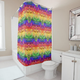 Rainbow Dragon Damask - Gay Pride Flag Colours Shower Curtain
