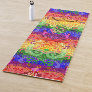 Rainbow Dragon Damask - Gay Pride Flag Colours Yoga Mat