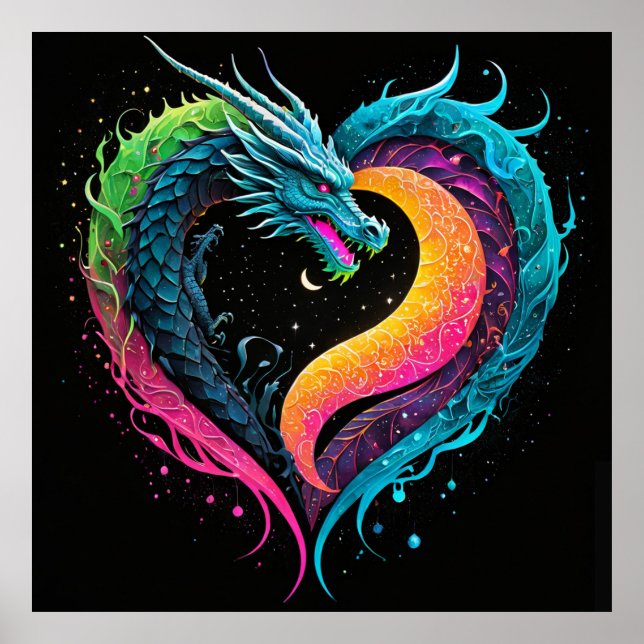 Rainbow Dragon Heart Poster (Front)