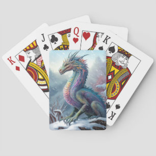 Rainbow Dragon In The Snow Fantasy Art Playing Cards