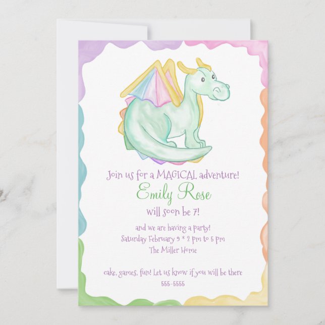 Rainbow Dragon Invitation (Front)