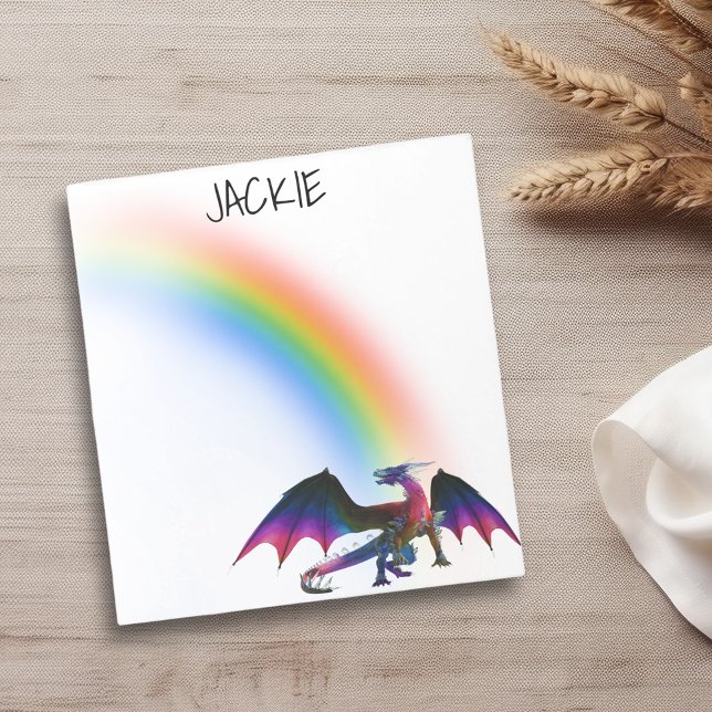 Rainbow Dragon Personalised Name  Notepad (Creator Uploaded)