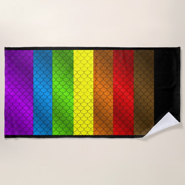 Rainbow Dragon Scales Beach Towel (Front)