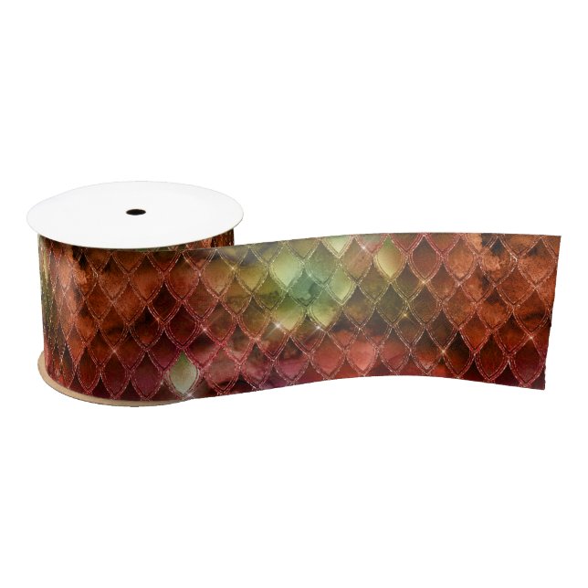Rainbow Dragon Scales Satin Ribbon (Spool)