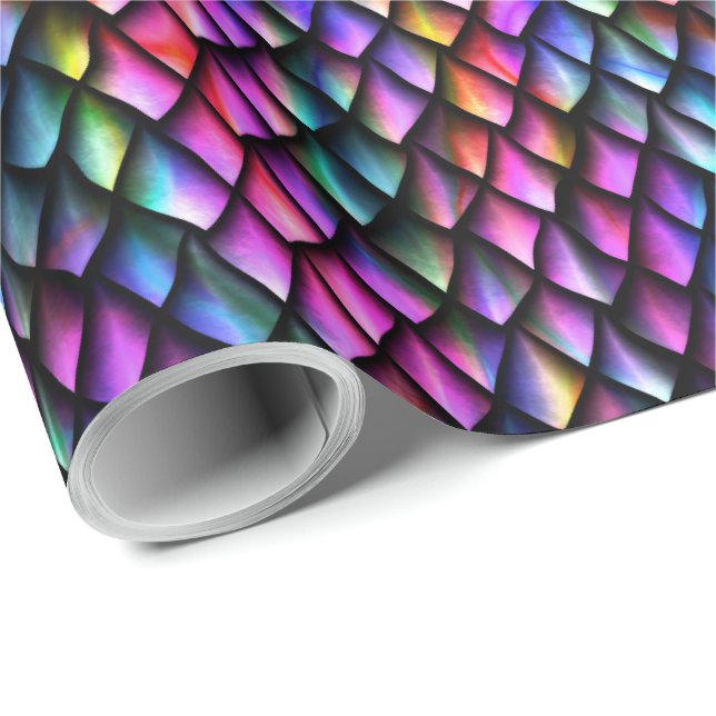 Rainbow Dragon Scales Wrapping Paper (Roll Corner)