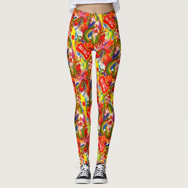 Rainbow Dragon Yoga Pants Running (Front)