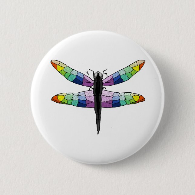 Rainbow Dragonfly 6 Cm Round Badge (Front)