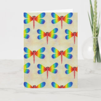 Rainbow Dragonfly Blank Greeting Card