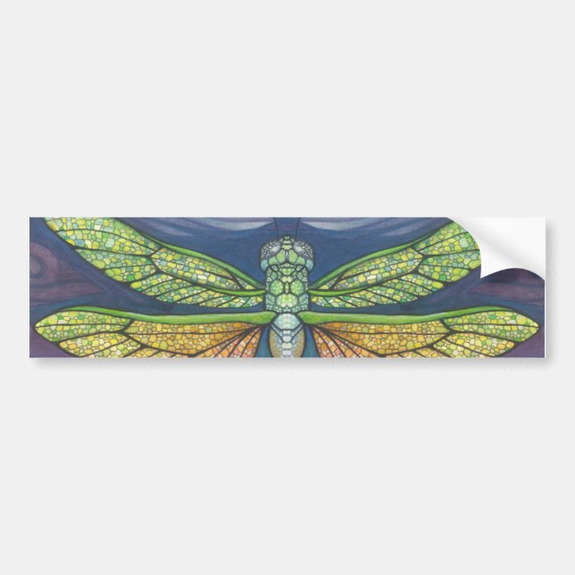 Rainbow Dragonfly Bumper Sticker Colourful Decal (Front)