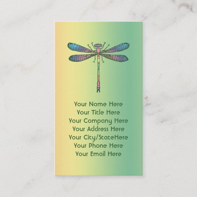 Rainbow Dragonfly Business Card (Front)