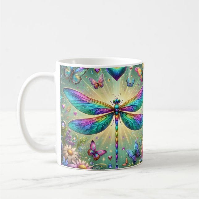 Rainbow Dragonfly Coffee Mug (Left)