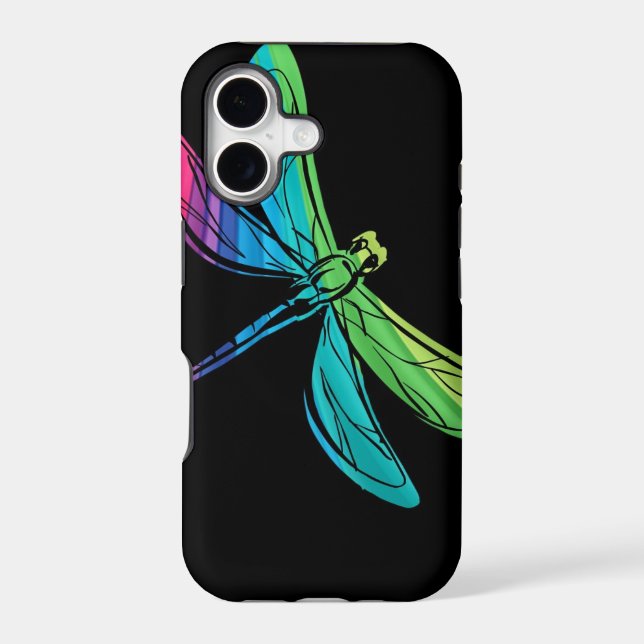 Rainbow Dragonfly on Black Case-Mate iPhone Case (Back)