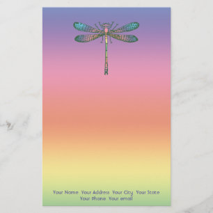 Rainbow Dragonfly Stationery