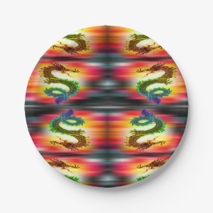 Rainbow dragons paper plate
