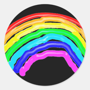 Rainbow drawn classic round sticker