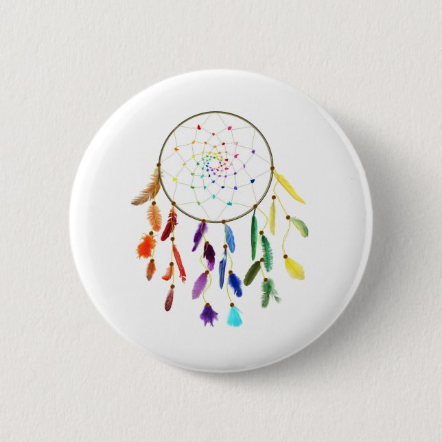 Rainbow Dream Catcher 6 Cm Round Badge (Front)