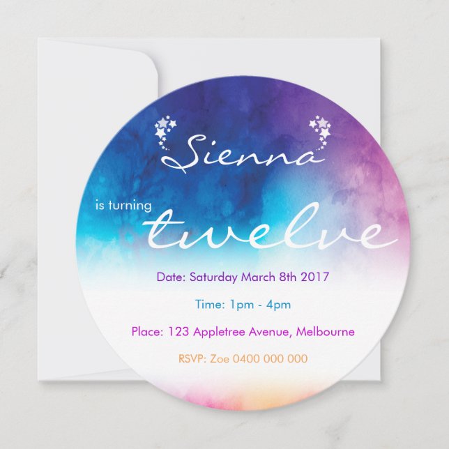 Rainbow Dreams Invitation (Front)