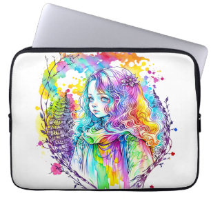 "Rainbow Dreams: The Watercolor Muse" Laptop Sleeve